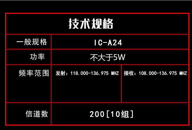 航空手持對講機/技術(shù)規(guī)格